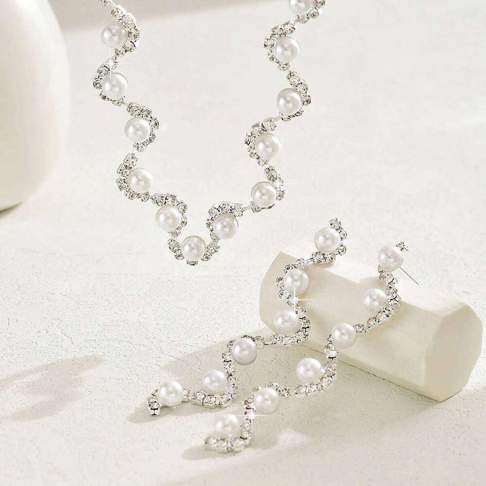 Cross border hot selling exquisite sparkling claw necklace earring set collarbone chain dinner dress accessories Z260313