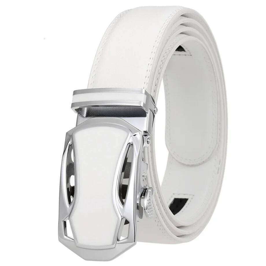 Genuine Leather White Belt For Men 2024 Cowhide Luxury Male Waist Strap Suit Pants Formal Ceinture 3.5cm Width B994 Z260226