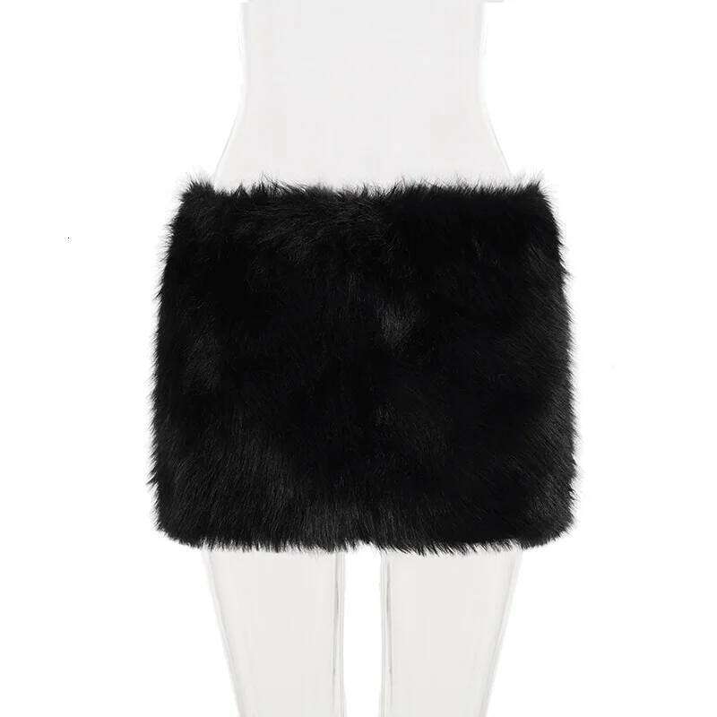 Women Fashion Faux Fur Bodycon Mini Skirts 2025 Fall Winter All Matching Basic Casual Streetwear Bottoms Furry Skirt Clubwear Z260314