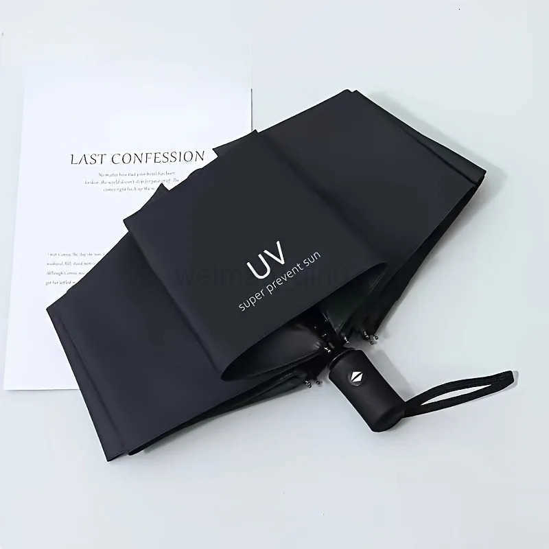 8-Rib Automatic High Quality Umbrella - One-Touch Open/Close Compact Foldable Design for Men Women Navy Black Business H260314