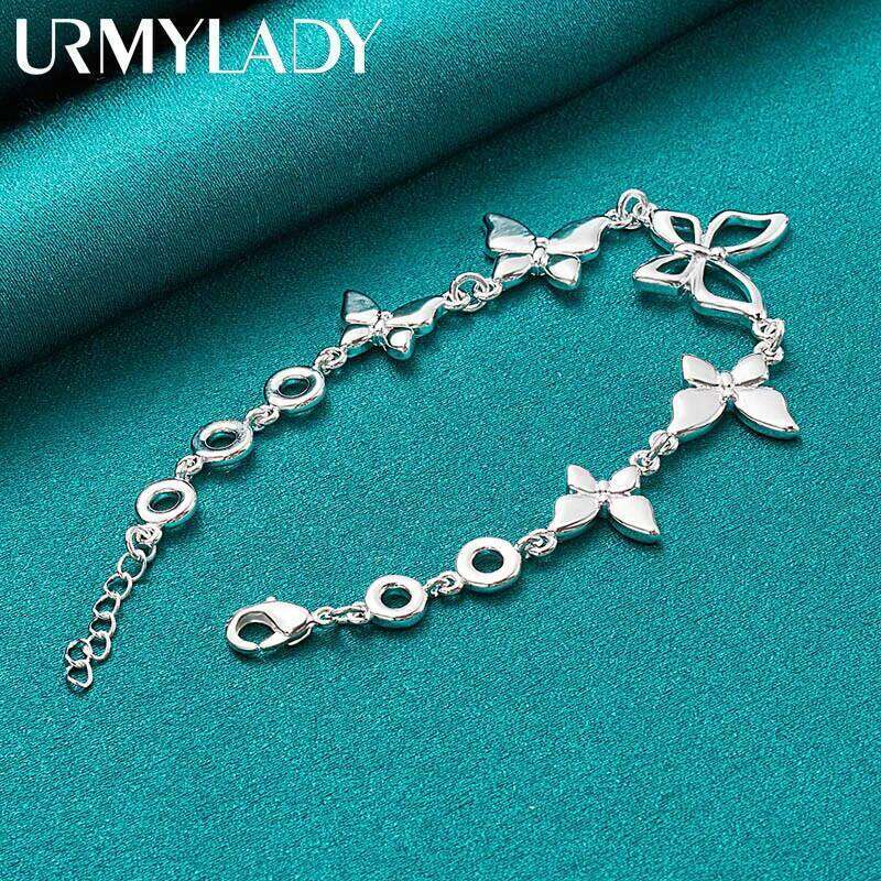 URMYLADY 925 Sterling Silver Five Butterfly Charm Chain Bracelet For Women Wedding Celebration Engagement Fashion Jewelry Z260313