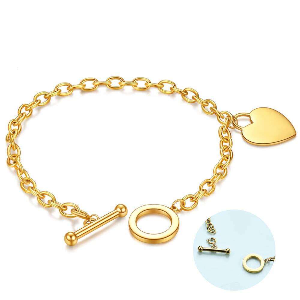 Moon-shaped and heart-shaped OT chain smooth titanium women's bracelet, simple stainless steel Z260313