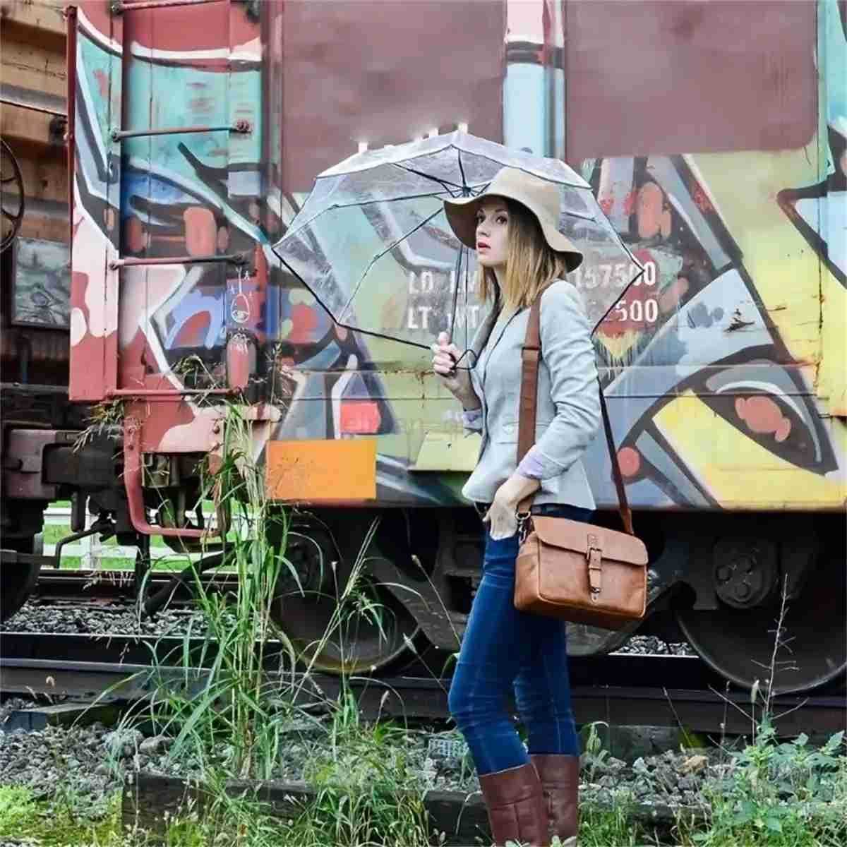 Automatic Clear Bubble Umbrella Korean Style Transparent Travel Dome Umbrella for Women Girls - Rainy Windy Weather Protection H260314