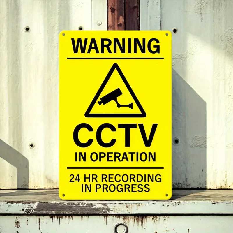 Vintage Style Metal CCTV Warning Sign - Perfect for Home Office Outdoor Decor Easy Wall Installation 24/7 Recording in D260314
