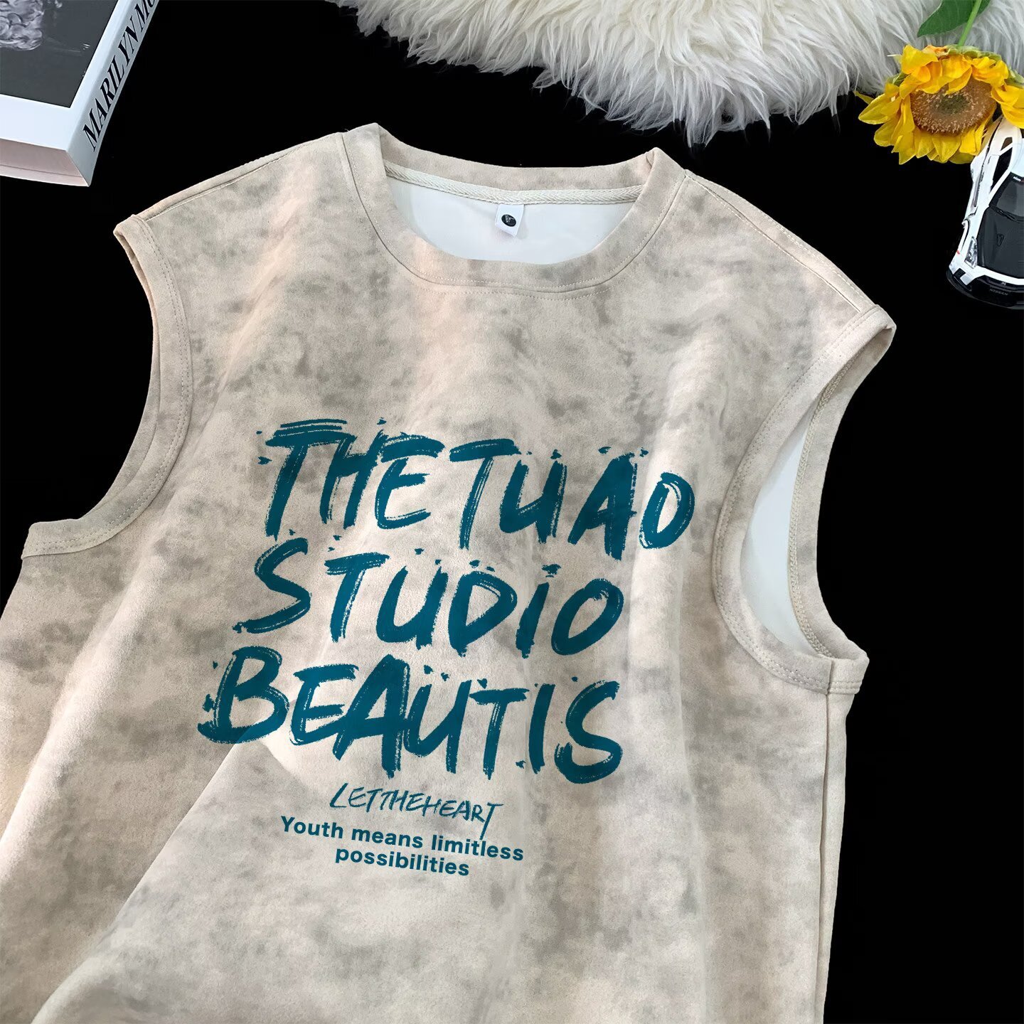 Designer Polo Designer T-shirt Hoodie Summer Americanstyle Tiedye Vintage Heavyweight Sleeveless For Men Loose Fit Highend Fashion Tank Top