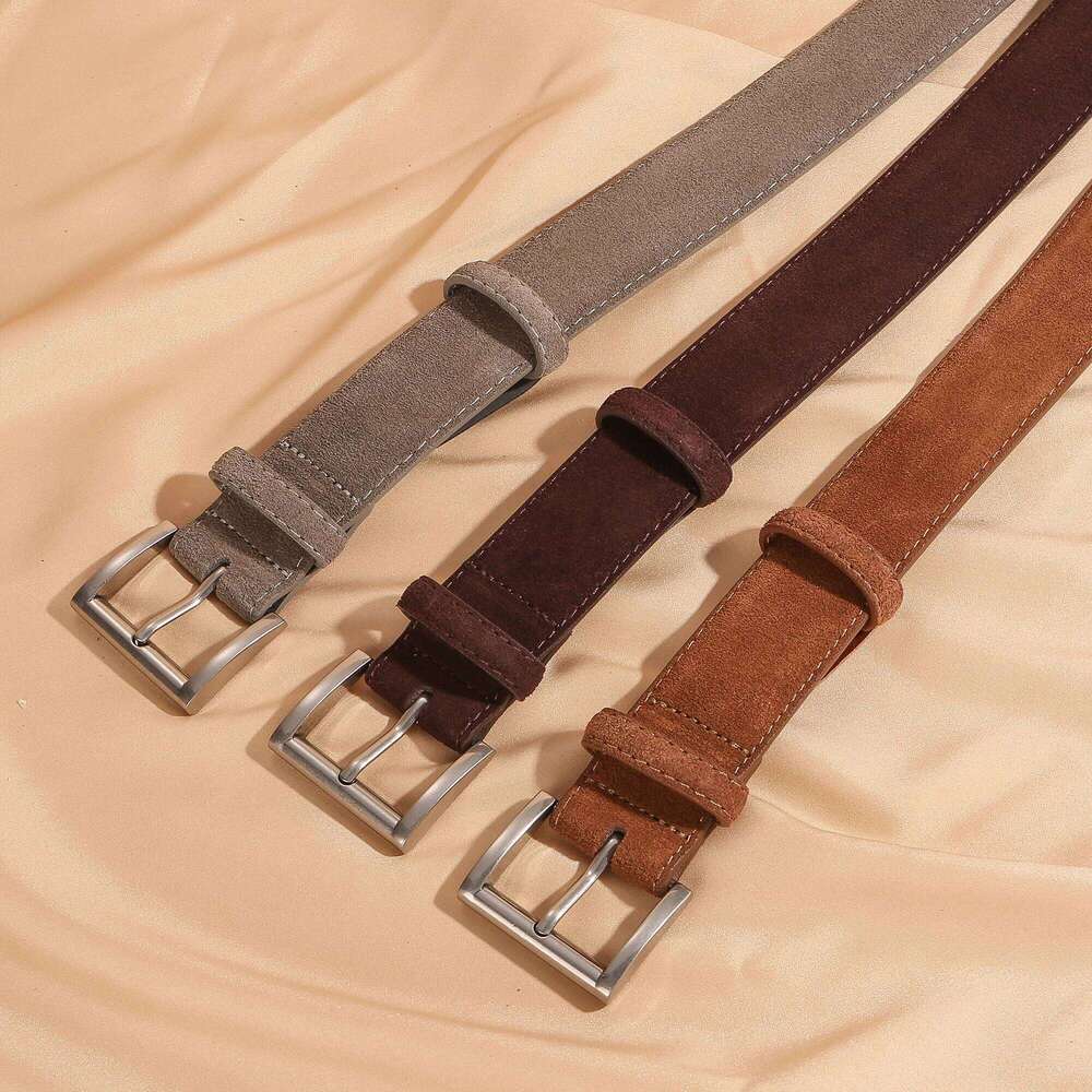 Vintage Suede Leather Belt Women 2025 New Simple Classic Wide Waist Belts for Jeans Z260226