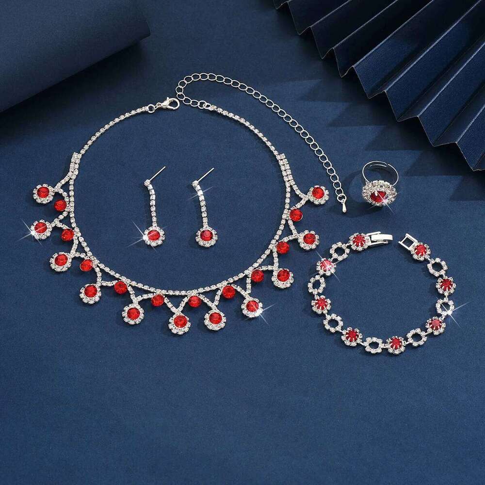 5PC Women's Fashion Geometric Flower Necklace Earrings Bracelet Rings Jewelry Set Wedding Party Festival Gift-8533 Z260313