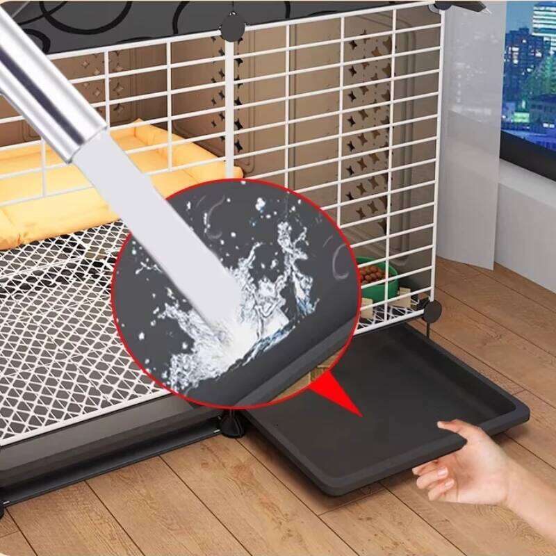 Small Medium Dog Cage Teddy Bichon Pet House with Sleeping Area Room One Toilet Design for Puppies Removable Tray Kennel 26W0314