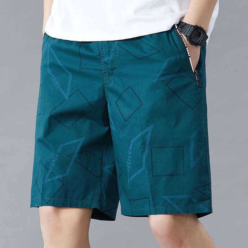 Big Men's Summer Cotton Knee Pants Golf Plaid Fashion Zipper Pocket Y2K Swim Beach Relaxed Fit Jogger Shorts Z260314