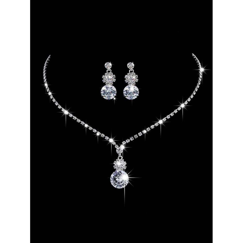 3pcs women's jewelry set, rhinestone necklace, earrings, luxurious wedding accessories Z260313