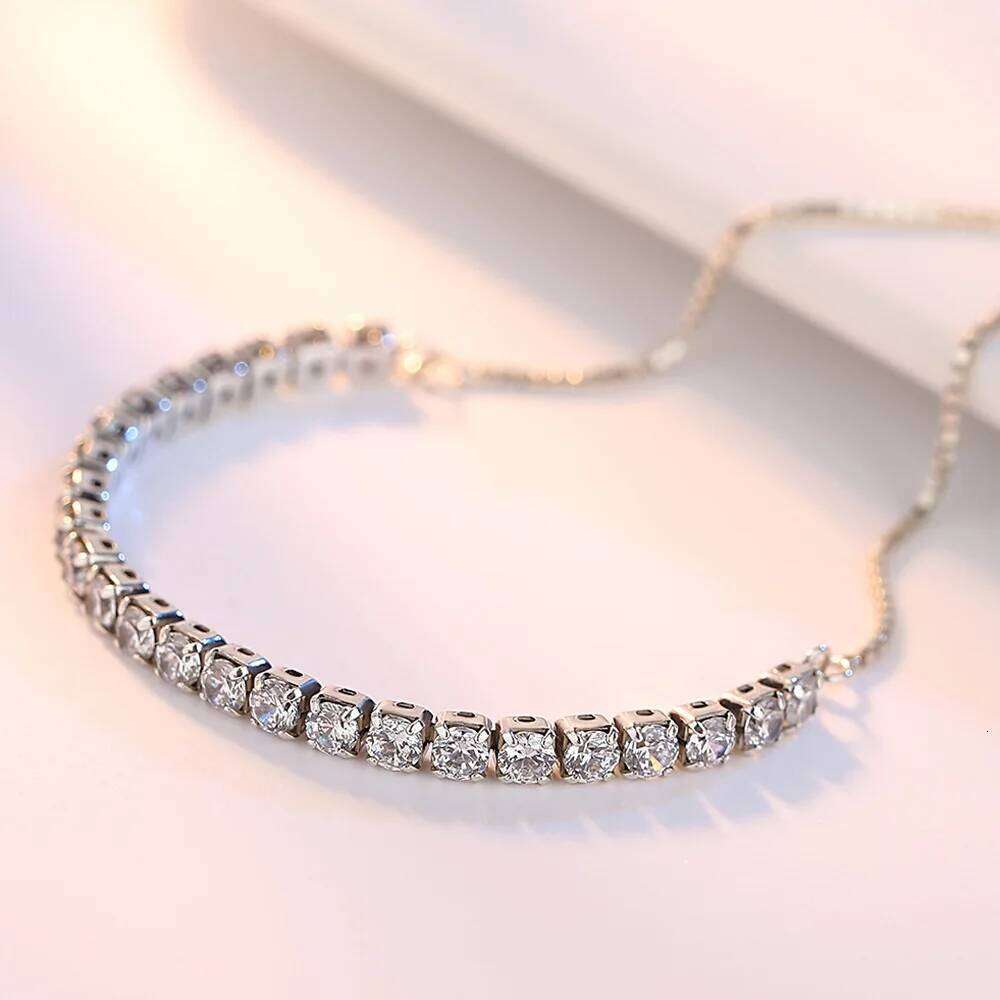 925 Sterling Silver Vera Elegant Tennis Zircon Crystal Bracelet For Women Fashion Simple Engagement Wedding Glam Z260313