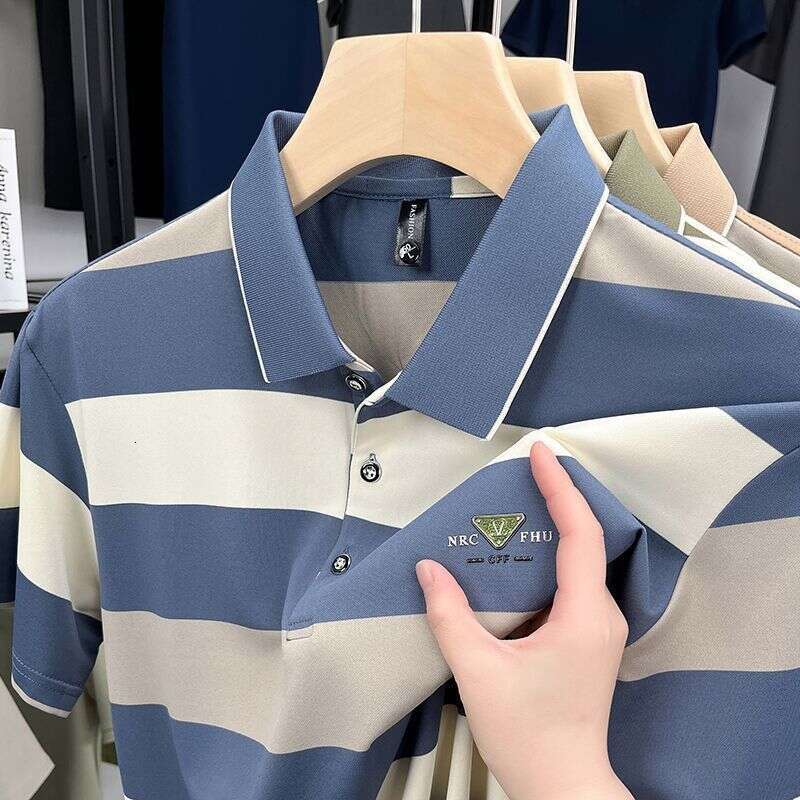 Summer Business Men's Short-Sleeve T-Shirt, Turn-Down Collar Polo Shirt, New Stylish European and American Fashion Short-Sleeve for Men