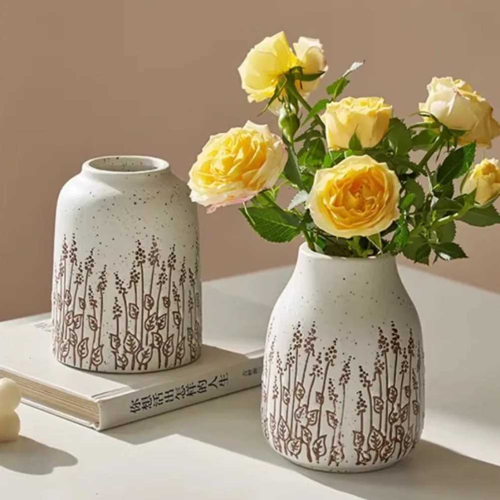 Countryside Style Ceramic Small Vase Lavender Water Nourishing Vase Living Room Table Decoration and Accessories Home Decoration Y260314