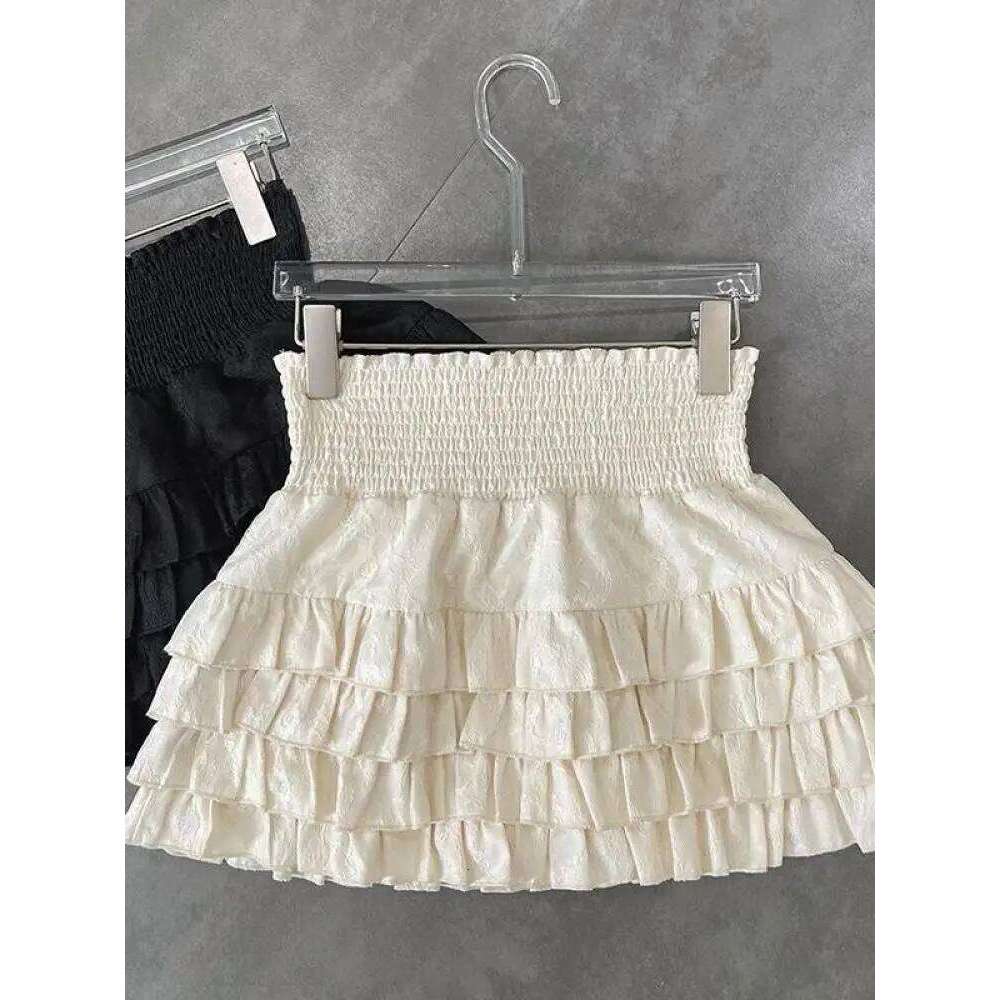 Streetwear Y2k Ruffles Mini Women Sweet Kawaii High Waist Lace A Line Skirt Summer Korean Fashion Black Ball Gown Skirts Z260314