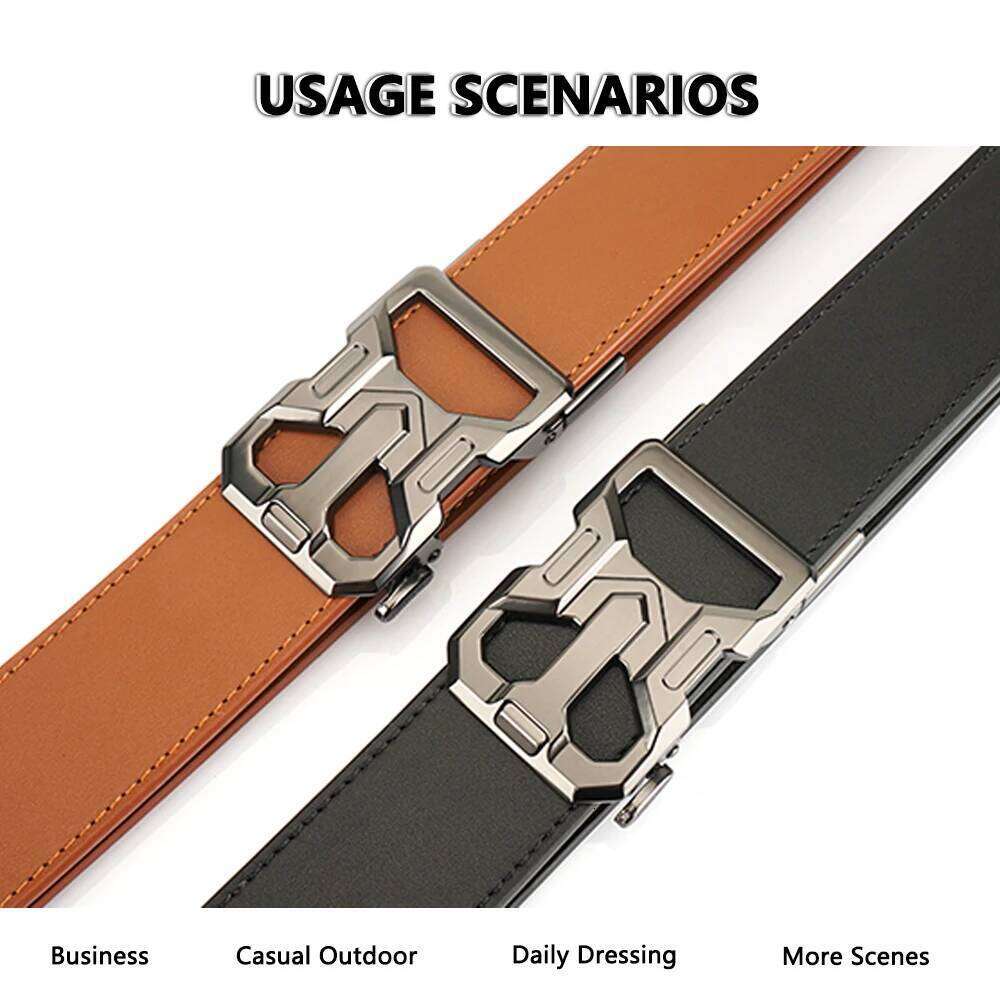 TUAHI New Automatic Buckle for Adjustable Ratchet Genuine Men's Leather Belts Fashion Belt Men Z260226