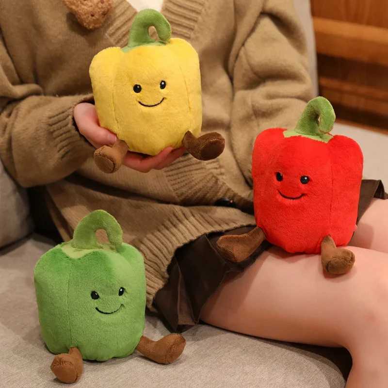 Creative Cartoon Colored Pepper Plush Toy Stuffed Cozy Smile Vegetable Doll Cute Desktop Companion Office Gift Y260314