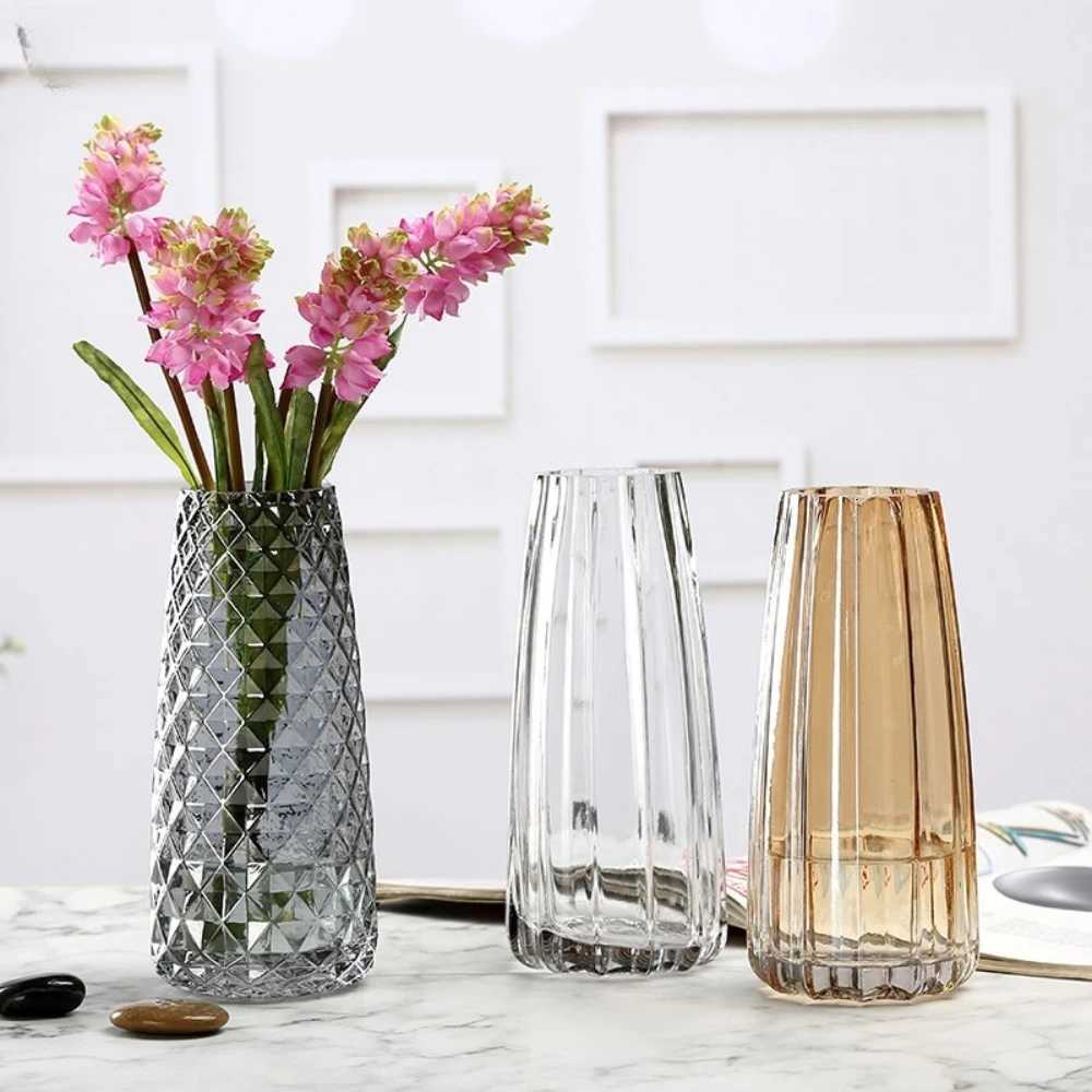 Modern Simple Vertical Glass Vase for Hydroponic Flowers Colorful Creative Vase Home Table Decoration Gift for Greenhouse Y260314