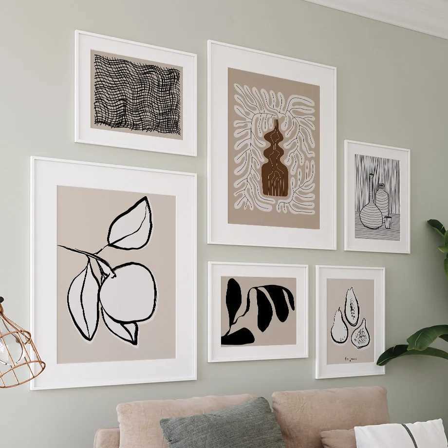 Abstract Figures Body Lines Vase Leaf Wall Art Canvas Painting Posters And Prints Hotel Bar Pictures For Living Room Home Decor D260314