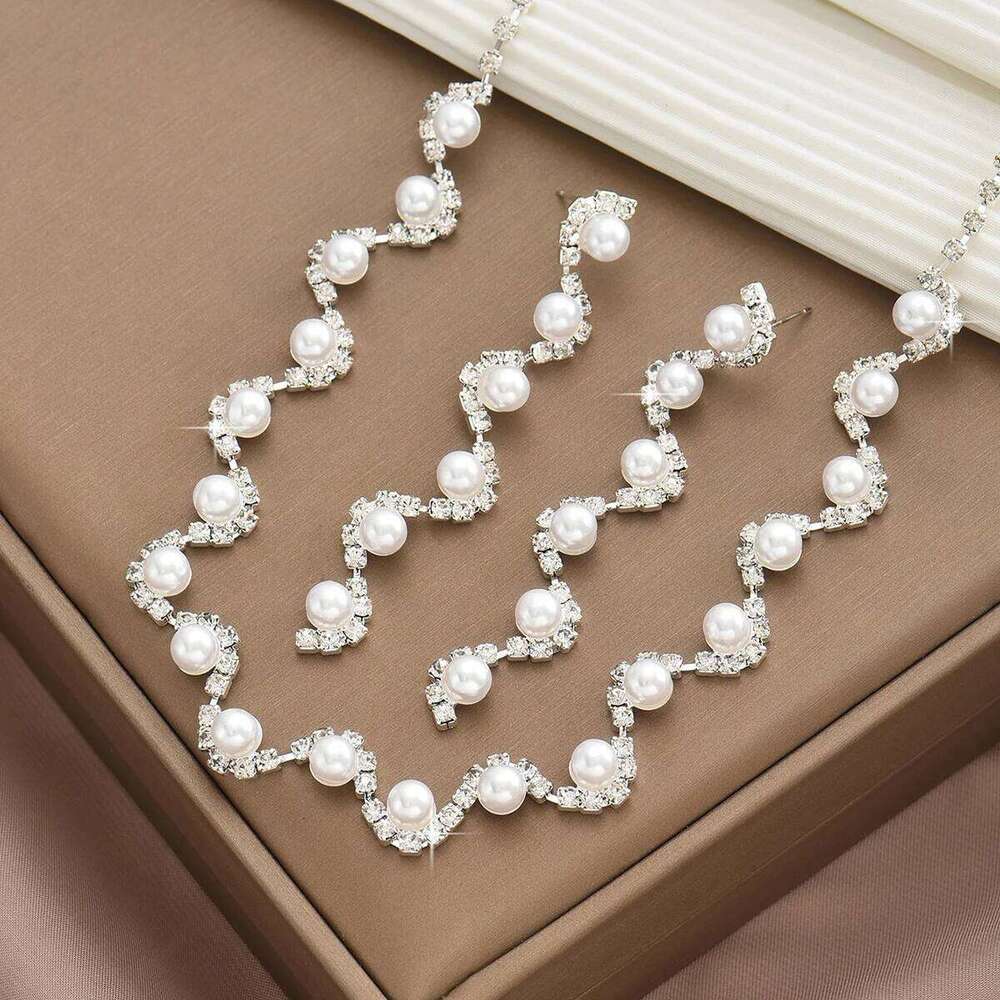 Cross border hot selling exquisite sparkling claw necklace earring set collarbone chain dinner dress accessories Z260313