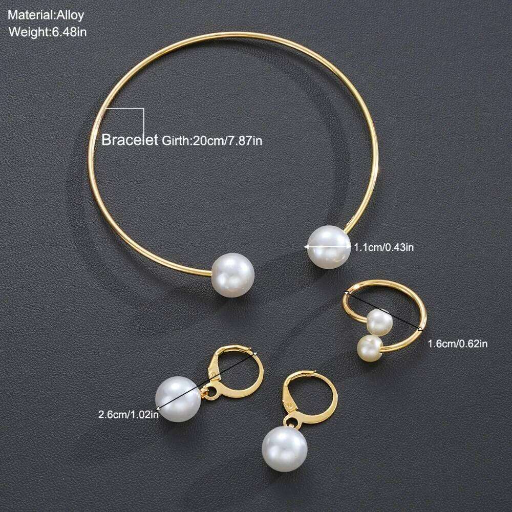 3pcs Set Fashion Minimalism Pearl Pendant Earrings Ring Opening Bangle for Women Commuting Versatile Jewelry Sets Accessory Gift Z260313