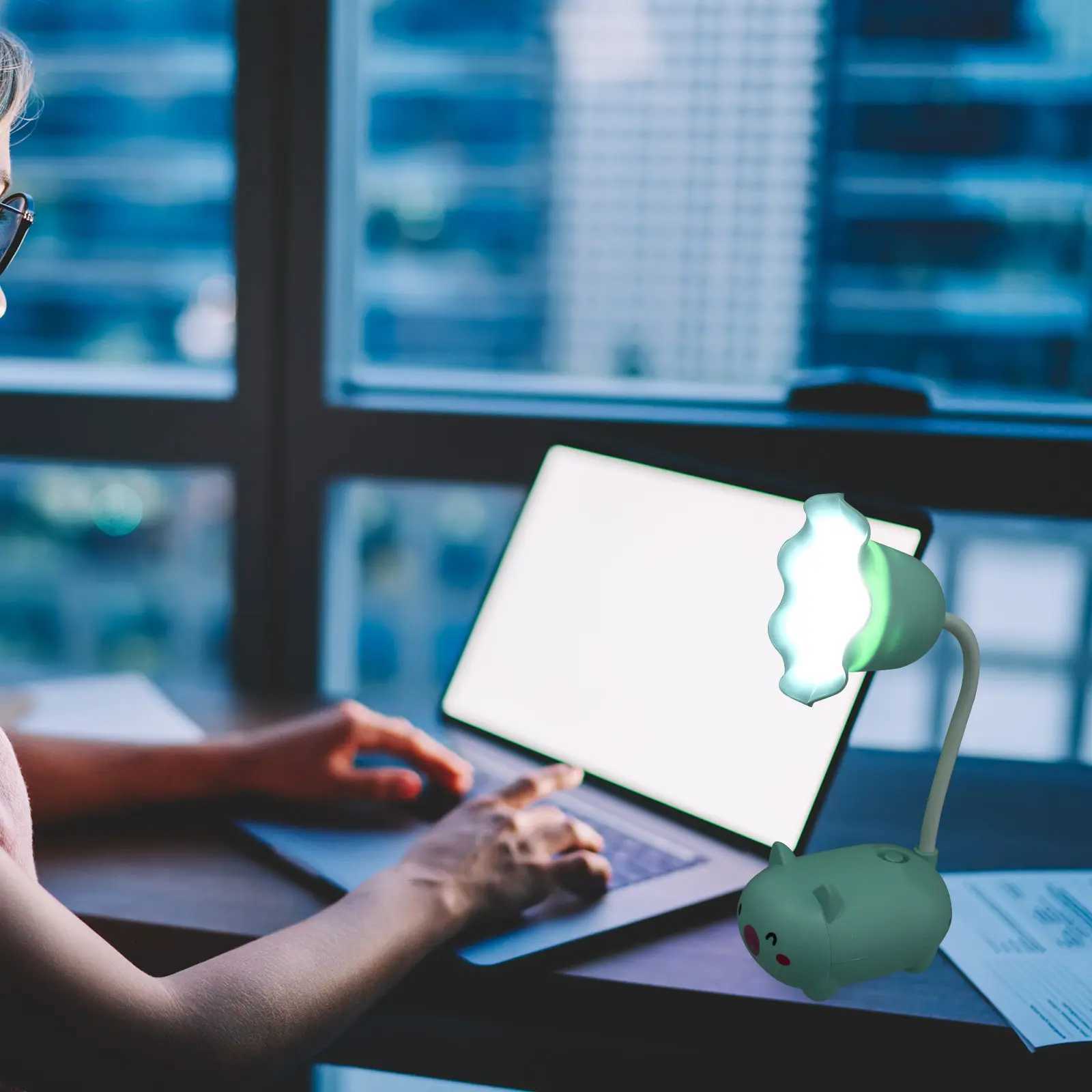 1Pcs Foldable Cartoon LED Desk Lamp USB Charging Reading Eye Protection Light for Students Dorm Living Room Cafe Y260314