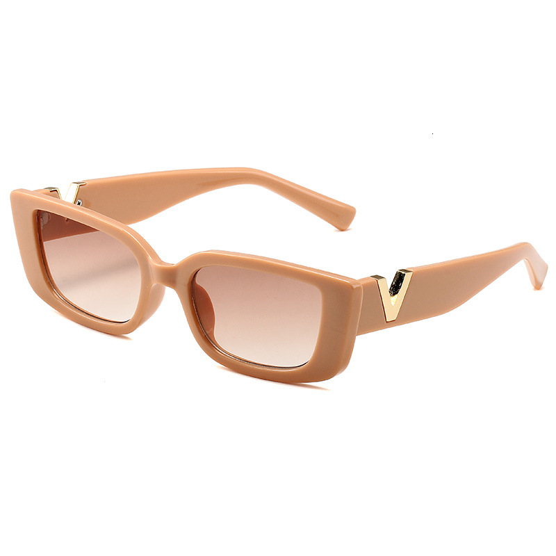 Luxury Brand Designer Sunglasses Fashion Trend Small Frame Plastic V Sunglasses For Women With Metal Hinges, Jelly Color Sunglasses For Men, Internet 