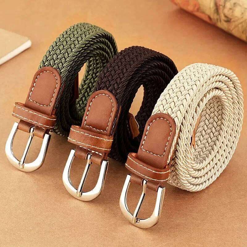 Fashionable Non Perforated Woven Elastic Waistband for Men And Women, Versatile Decorative Belt Z260226