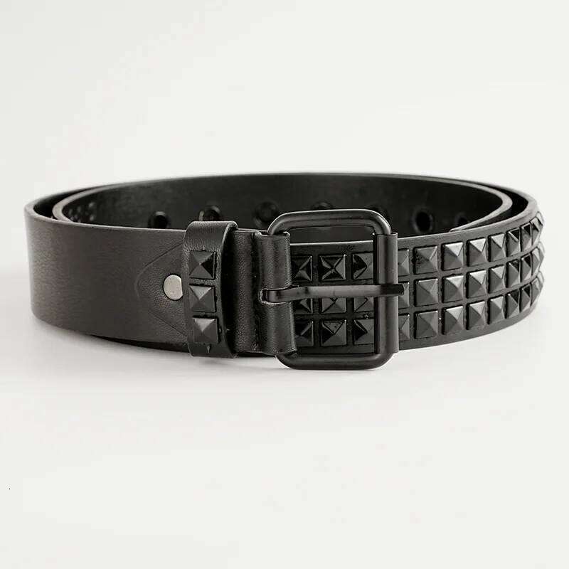 Senior Rivets Punk Style Men and Women Universal Black Fashion Solid Colour PU Leather Jeans Accessories New Casual Belt Z260226