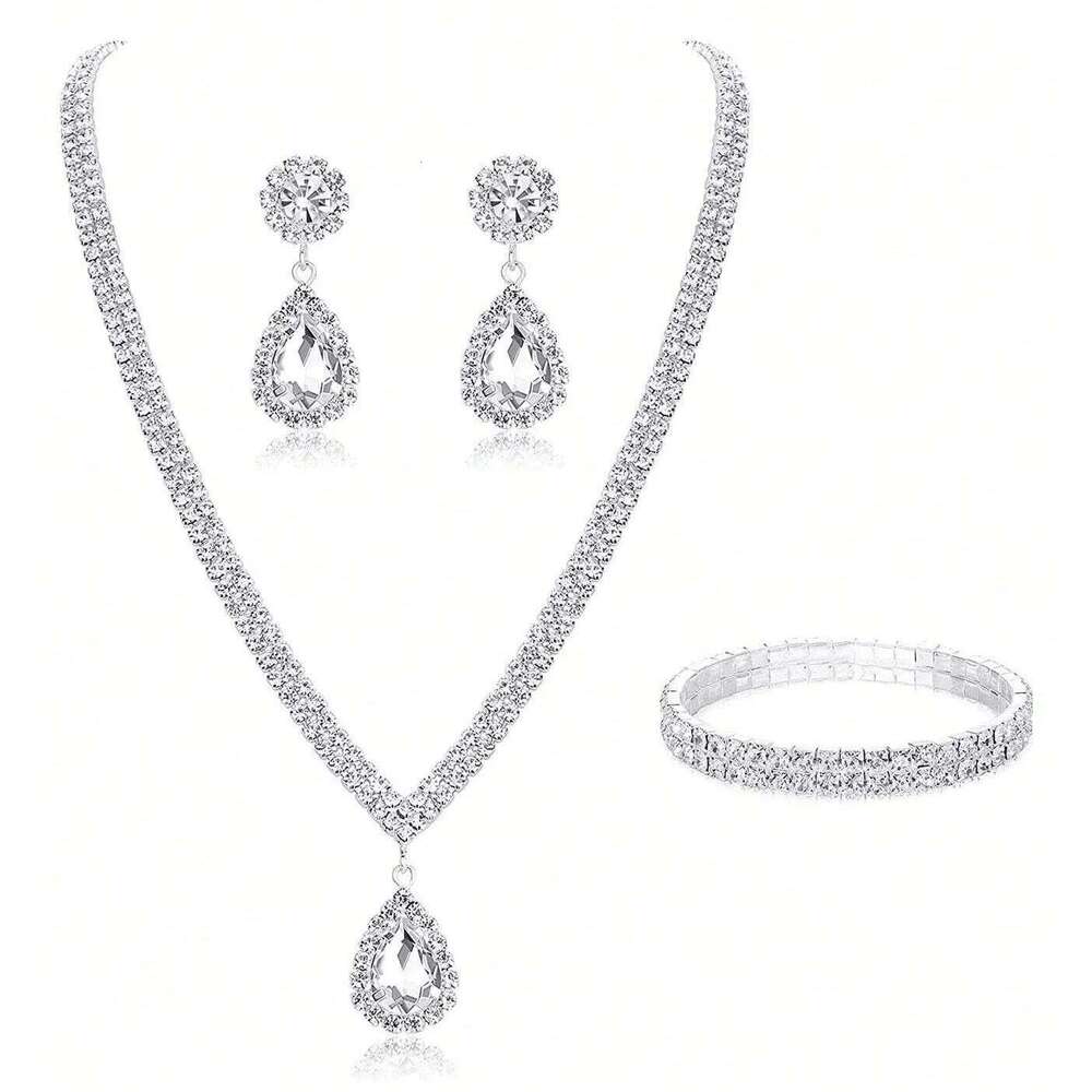 4pcs/set Ladies Rhinestone Set 2025 New Gorgeous Bridal Wedding Jewelry Eid al-Adha Holiday Gifts Z260313