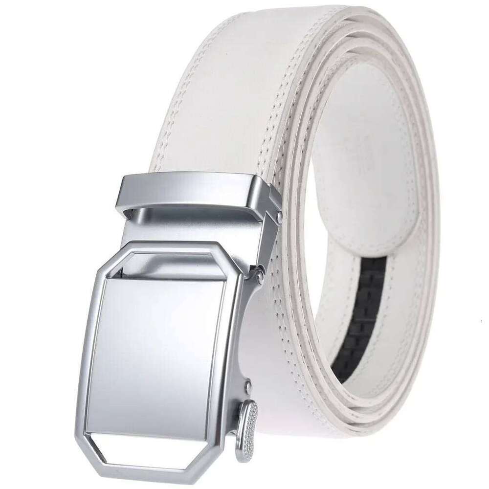 Luxury Mens Genuine Leather Belt White Cowhide Alloy Automatic Buckle Formal Belts For Men 3.5cm Width Waist Strap Male B373 Z260226