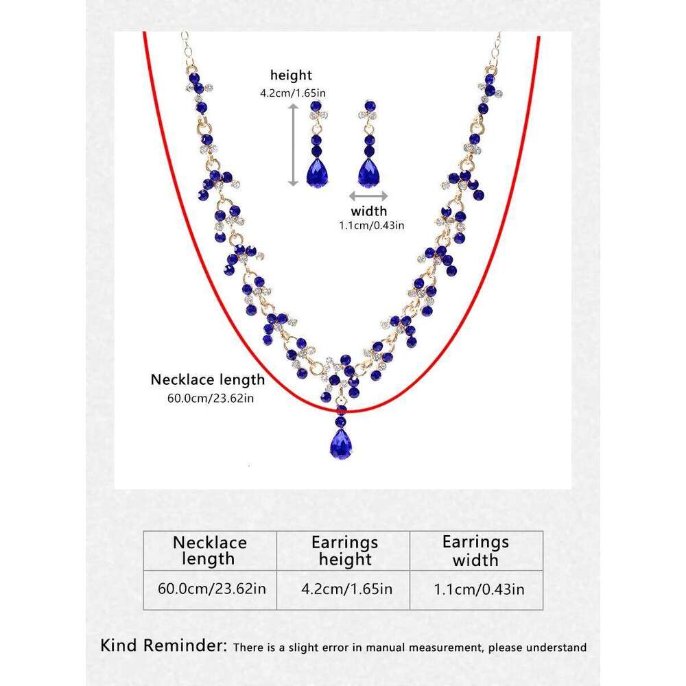 Itacazzo Bridal Headwear Crown Necklace Earrings Four Piece Set of Blue Colour Women's Exquisite Party Tiaras Z260313