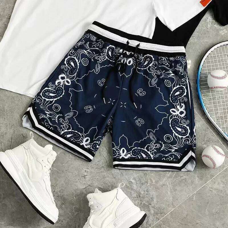 Summer Fashion Brand Basketball Pants Quick Drying Breathable Fitness Casual Sports Shorts Cashew Flower Print Z260314