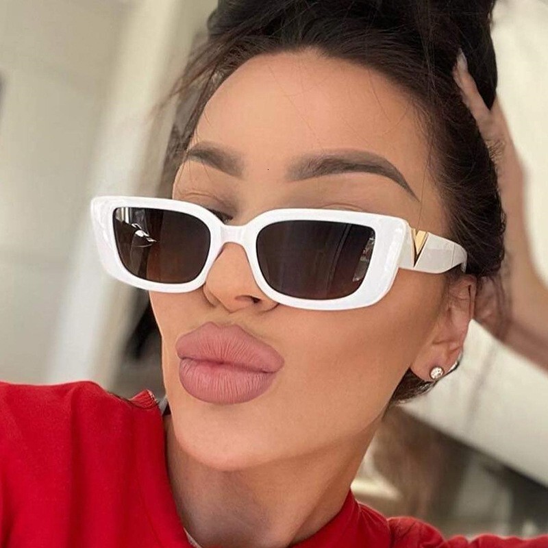 Luxury Brand Designer Sunglasses Fashion Trend Small Frame Plastic V Sunglasses For Women With Metal Hinges, Jelly Color Sunglasses For Men, Internet 