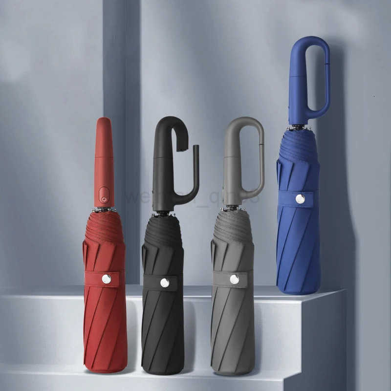 20 ribbed buckle design fully automatic mens and womens folding super large and strong sunshade double umbrella sun umbrella H260314