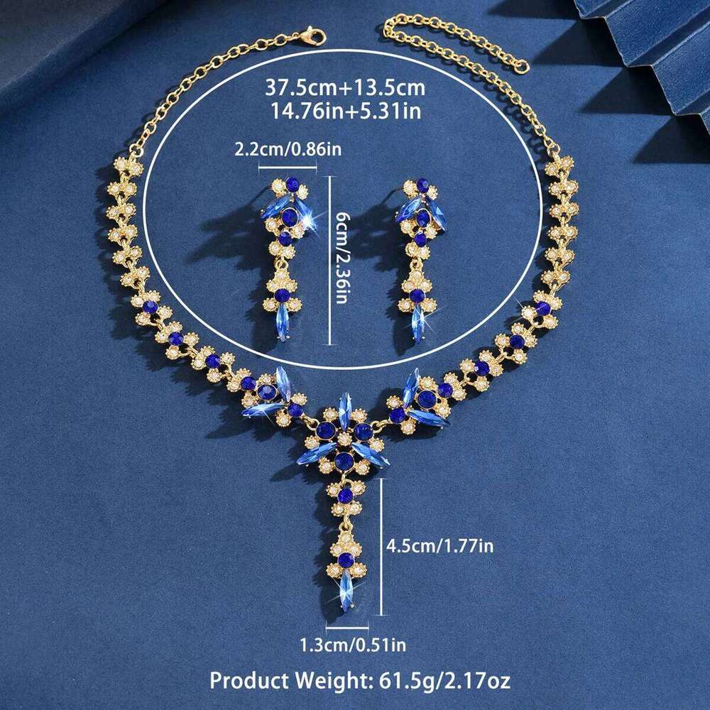 Cross border new high-end bride earrings, collarbone necklace, leaf tassel set, formal dress, banquet accessories wholesale Z260313