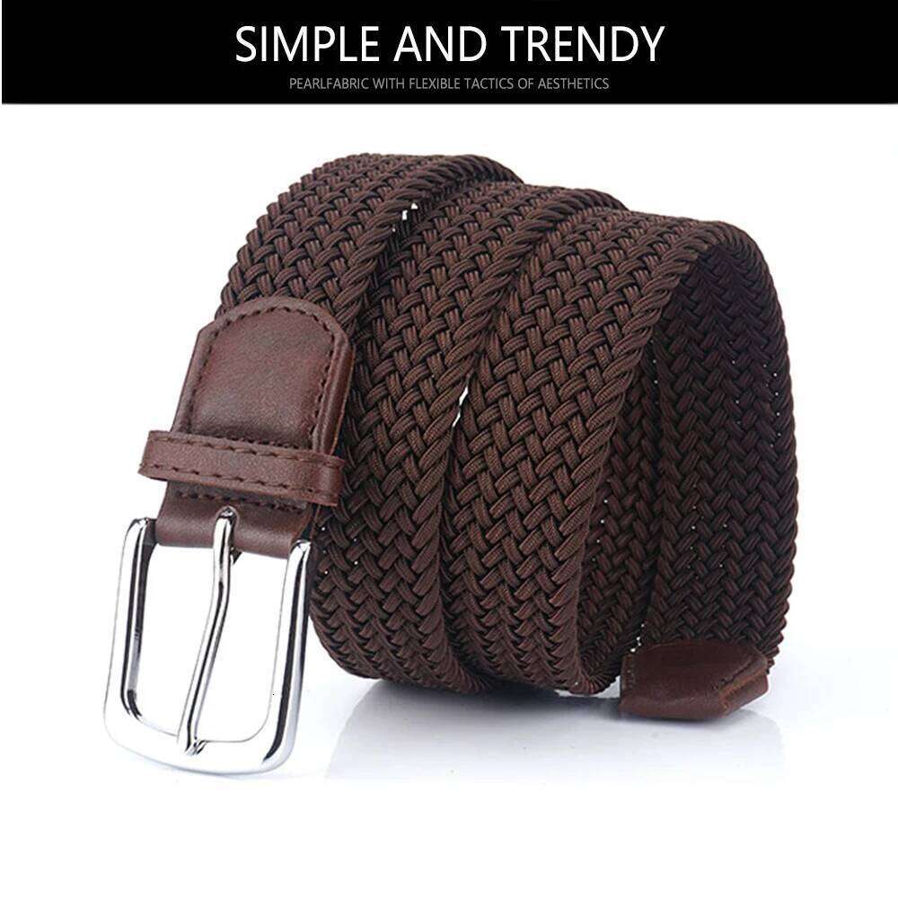 TUSHI New Mens Non-hole Woven Elastic Stretch Canvas Female Korean Style Versatile Student Pants Denim Belt Luxury Z260226