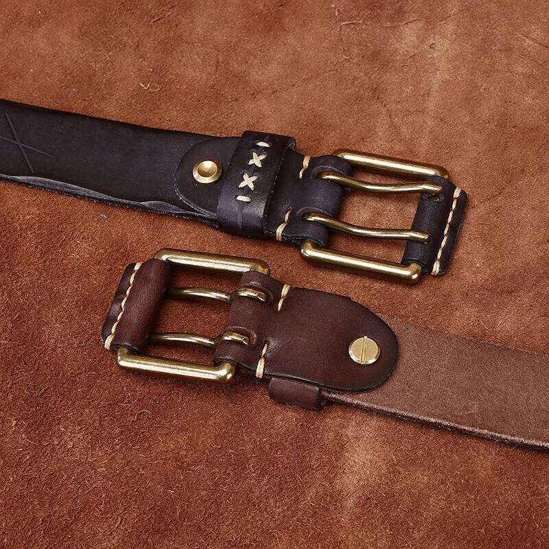 3.8CM High Quality Genuine Leather Brass Buckle Belt Luxury Belts Men Pure Cowskin Fashion Strap Male Jeans for Man Z260226