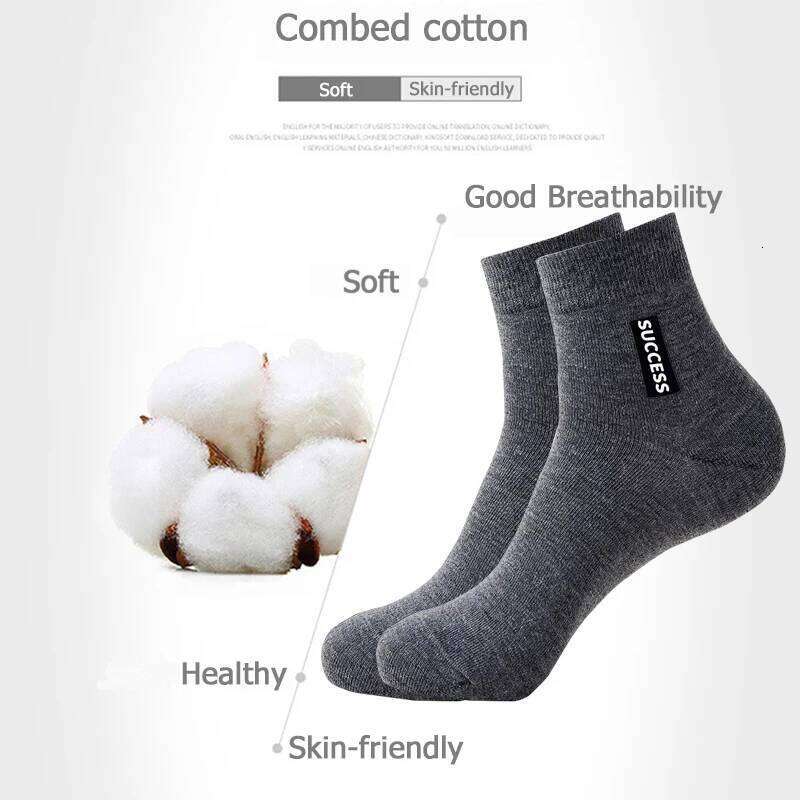 6 Pairs Bamboo Fiber Autumn Winter Men Cotton Sports Sock Breathable Deodorant Business Socks Plus Size 38-47 Z260314