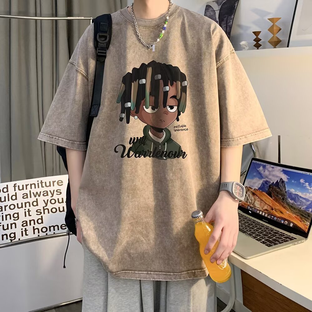 Summer Japanesestyle Minimalist Insstyle Designer Hoodie Casual Trendy New Fashion Cool And Designer T-shirt Stylish Polo Men's Pure Cotton Shortsleeve