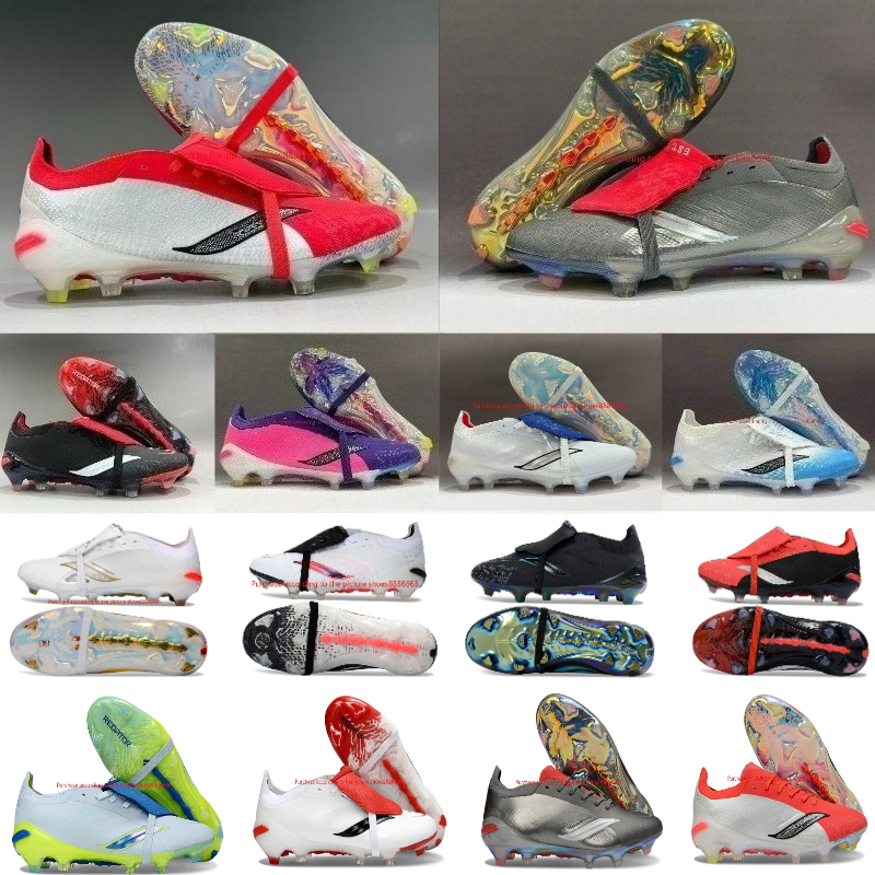 2026 Good Quality Football Boots 25 26th Tongue Fold Laceless Laces FG Mens Soccer Cleats Comfortable Training Leather Football Shoes kids uk3.5-uk11