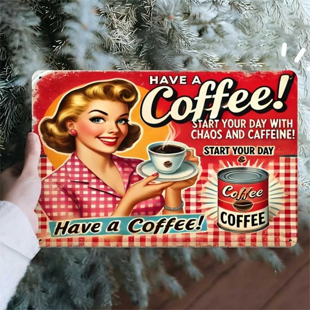 Barweer Vintage Metal Coffee Sign Retro Kitchen Decor 8x12 Inch Retro Tin Wall Art for Home Cafe Decor D260314