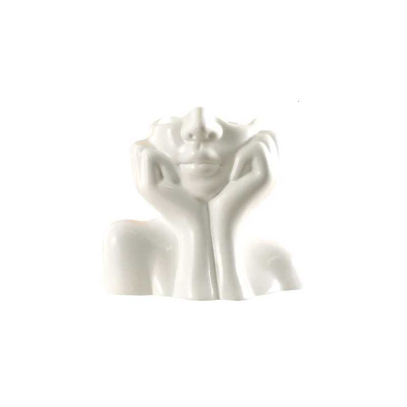 Ins Nordic Style Vinyl Vase Thinking Girl Shaping Art Flower Planter Handicrafts Ornament Personalized And Creative Decor Y260314