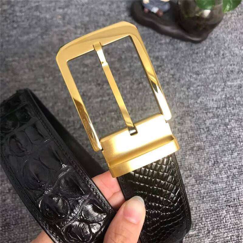Classical Exotic Alligator Skin Belt For Men Stainless Steel Needle Buckle Genuine Crocodile leather Male Waist Straps Z260226