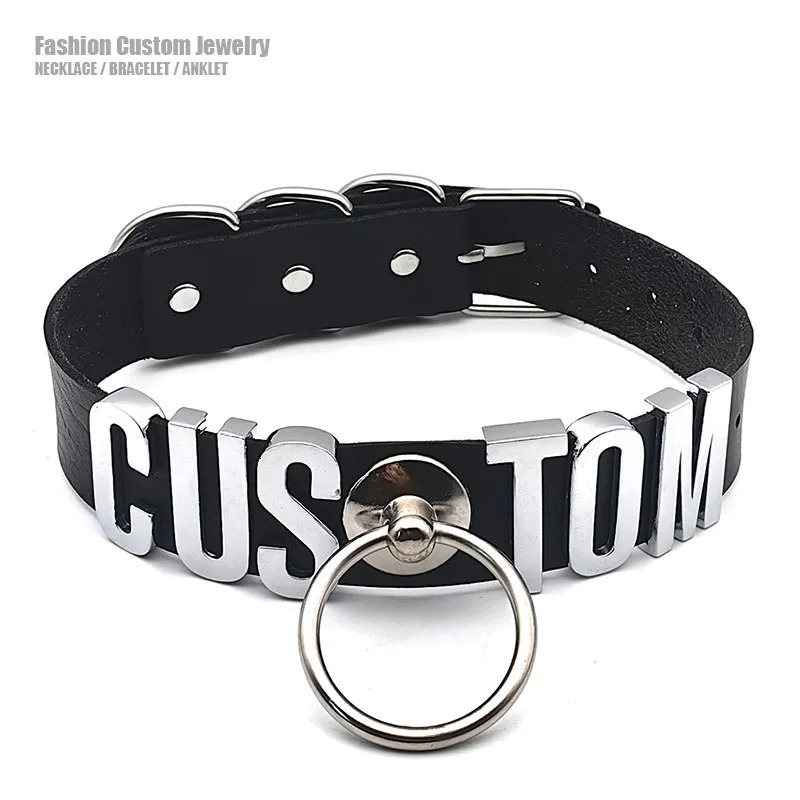 Sexy Punk Large Ring Pendant Customized Letters Collars Choker Necklace DIY Personalized Buckle Hoop Chocker Jewelry Cosplay 260312