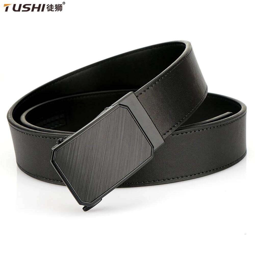 TUSHI New Gun Hanging Genuine Military Leather Luxury for Men Male Metal Automatic Buckle Waist Belt Z260226