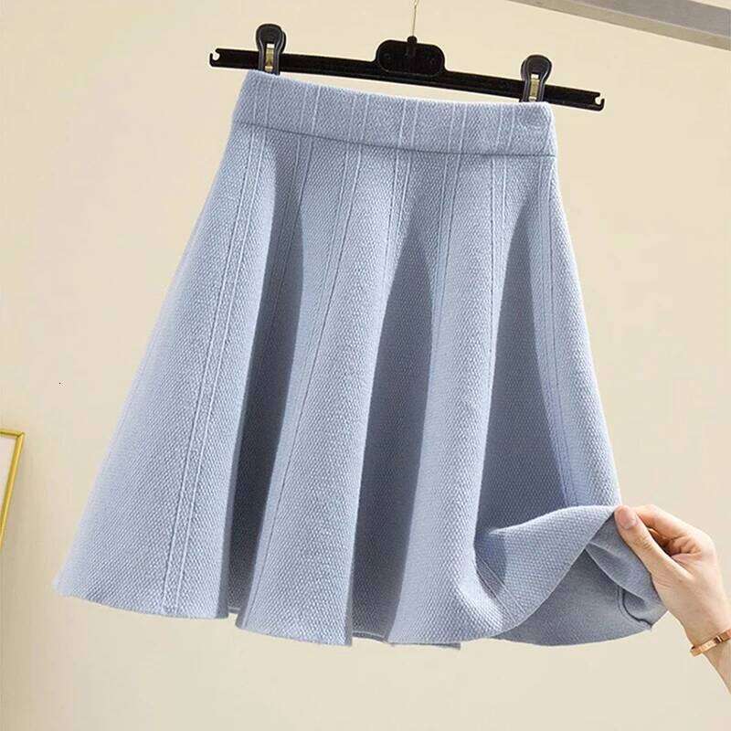 Women Winter Warm Knitted Mini Popular Korean Short Pleated Skirt Preppy Style High Waist Knitting Skirts for Woman Z260314