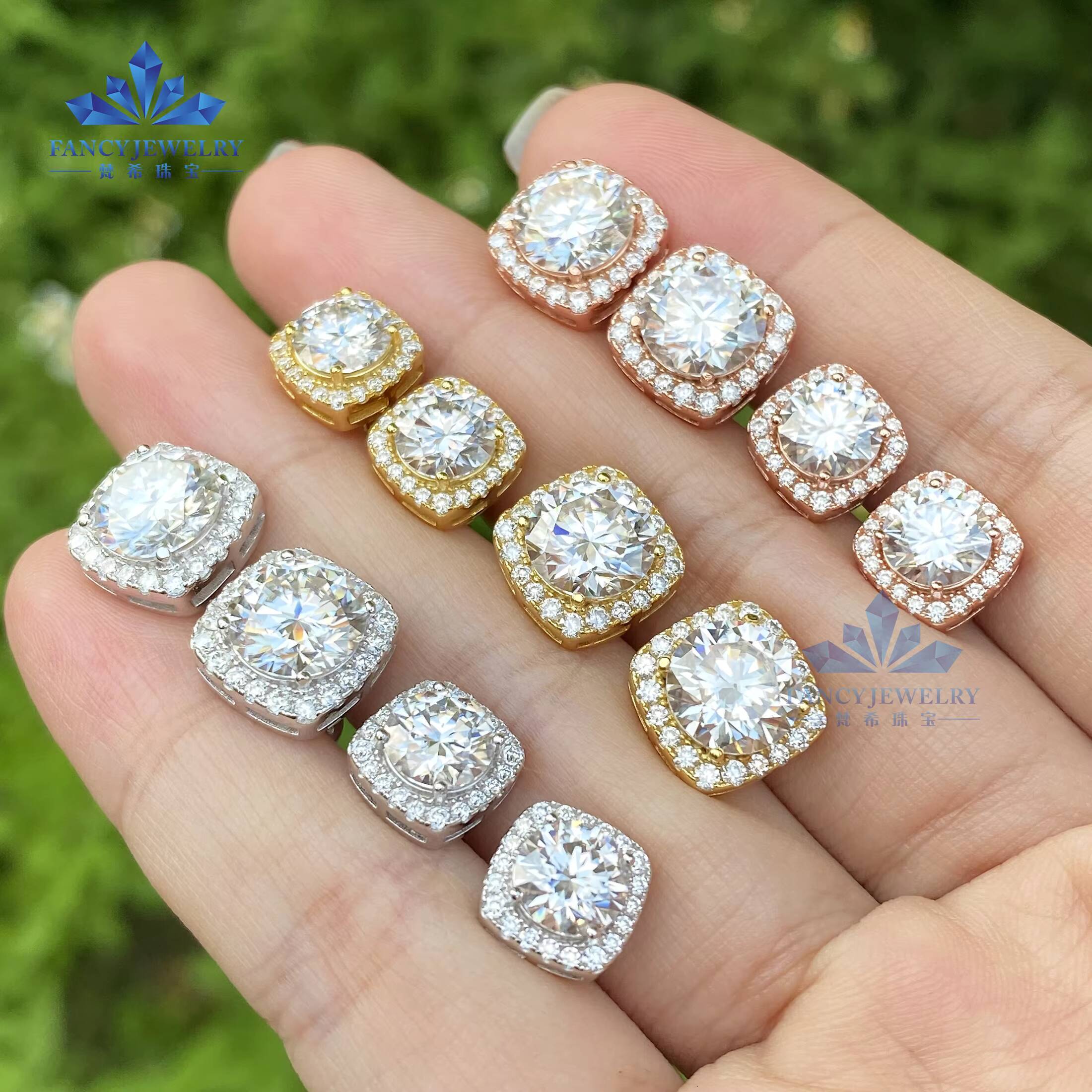 High Quality Hip Hop Jewelry Moissanite S925 Earring Diamond Earrings Vvs Moissanite Stud Earring