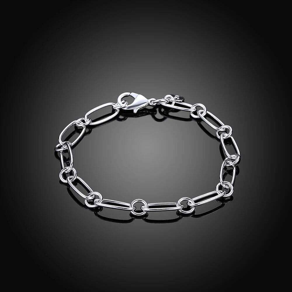 925 Sterling silver circle chain Bracelets for woman men classic Wedding party Christmas Gifts fashion fine Jewelry 20cm 8inch Z260313