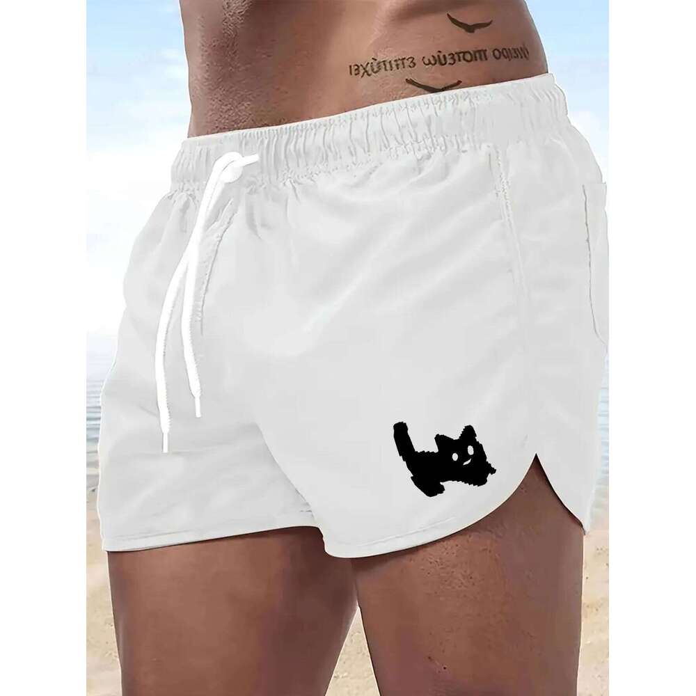 Beach cat print summer breathable swimming hot selling men's casual and fashionable surfing shorts Z260314