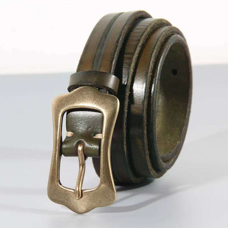 Retro Personality Women's Genuine Leather Extra Thick And Fine Top Layer Cowhide Copper Buckle All-Match soft jeans Belt Z260226